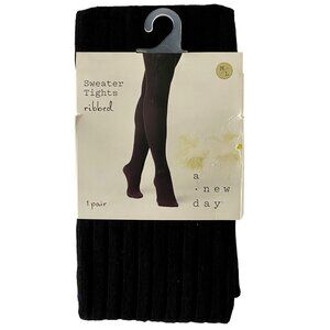 A New Day Sweater Tights Ribbed Black M-L NEW NWT